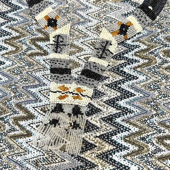 Anthropologie Beautiful Stories Beaded V-Neck High Low Hem Tunic Top Boho Sz: M - Picture 7 of 9